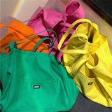 New Ins Style Solid Color Canvas Bag - Large Capacity Minimalist Versatile One-Shoulder Crossbody Bag