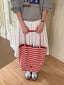 New Korean-Style Ins Striped Canvas Tote Bag - Casual, Single-Shoulder, Large-Capacity Shopping Tote
