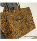 Leopard Print Canvas Bag - Unique Design Large Capacity Fashionable Versatile Commuter Hand-Carry Bag