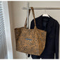 Leopard Print Canvas Bag - Unique Design Large Capacity Fashionable Versatile Commuter Hand-Carry Bag