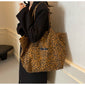 Leopard Print Canvas Bag - Unique Design Large Capacity Fashionable Versatile Commuter Hand-Carry Bag