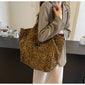 Leopard Print Canvas Bag - Unique Design Large Capacity Fashionable Versatile Commuter Hand-Carry Bag
