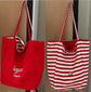 New Korean-Style Ins Striped Canvas Tote Bag - Casual, Single-Shoulder, Large-Capacity Shopping Tote