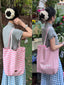 New Korean-Style Ins Striped Canvas Tote Bag - Casual, Single-Shoulder, Large-Capacity Shopping Tote