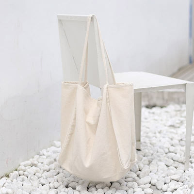 Slouchy Style Solid Color Canvas Tote Bag - Large Capacity Versatile Commuter Shopping Bag